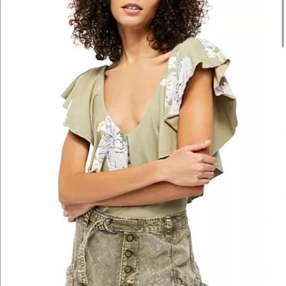 . Nwt! Free people Matilda Printed Bodysuit S - Picture 1 of 5